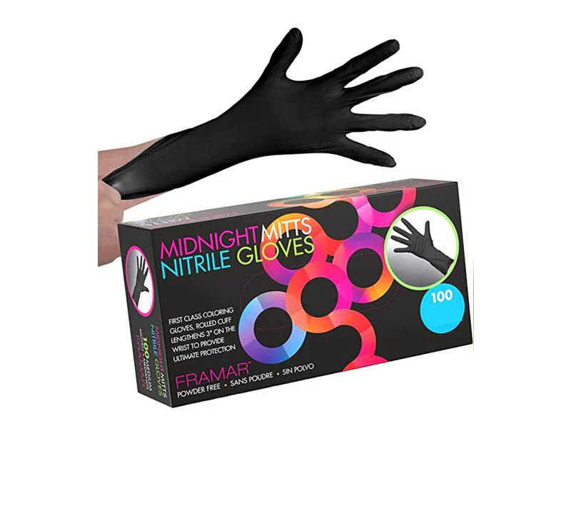 FRAMAR MIDNIGHT MITTS NITRILE GLOVES 100 MEDIUM